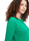 Betty Barclay Round Neck Jacquard T-Shirt, Jolly Green