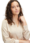 Betty Barclay Satin Feel V-Neck Blouse, Beige