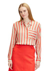 Betty Barclay Satin Feel Striped Shirt, Red & Beige