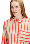 Betty Barclay Satin Feel Striped Shirt, Red & Beige