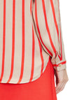 Betty Barclay Satin Feel Striped Shirt, Red & Beige