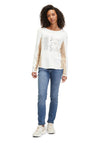 Betty Barclay Embellished Text Print Top, Cream