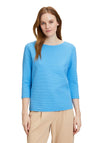 Betty Barclay Round Neck Jacquard T-Shirt, Azure Blue