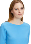 Betty Barclay Round Neck Jacquard T-Shirt, Azure Blue