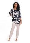 Betty Barclay Plisse Print Blouse, Dark Blue Rose
