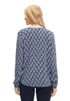 Betty Barclay V-Split Neckline Ogee Print Top, Dark Blue