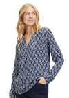 Betty Barclay V-Split Neckline Ogee Print Top, Dark Blue