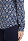 Betty Barclay V-Split Neckline Ogee Print Top, Dark Blue