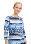 Betty Barclay Bateau Neckline Aztec Print Top, Blue