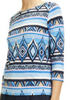 Betty Barclay Bateau Neckline Aztec Print Top, Blue