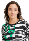 Betty Barclay Animal Print Embellished T-Shirt, Black & Green