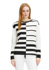 Betty Barclay Drawstring Detail Stripe Knitted Jumper, Black & Cream
