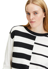 Betty Barclay Drawstring Detail Stripe Knitted Jumper, Black & Cream