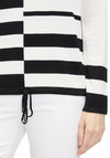 Betty Barclay Drawstring Detail Stripe Knitted Jumper, Black & Cream