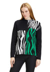 Betty Barclay High Neck Zebra Print Sweater, Black