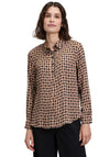 Betty Barclay Geometric Satin Long Sleeve Blouse, Brown