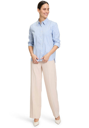 Betty Barclay Embellished Striped Shirt, Blue and White