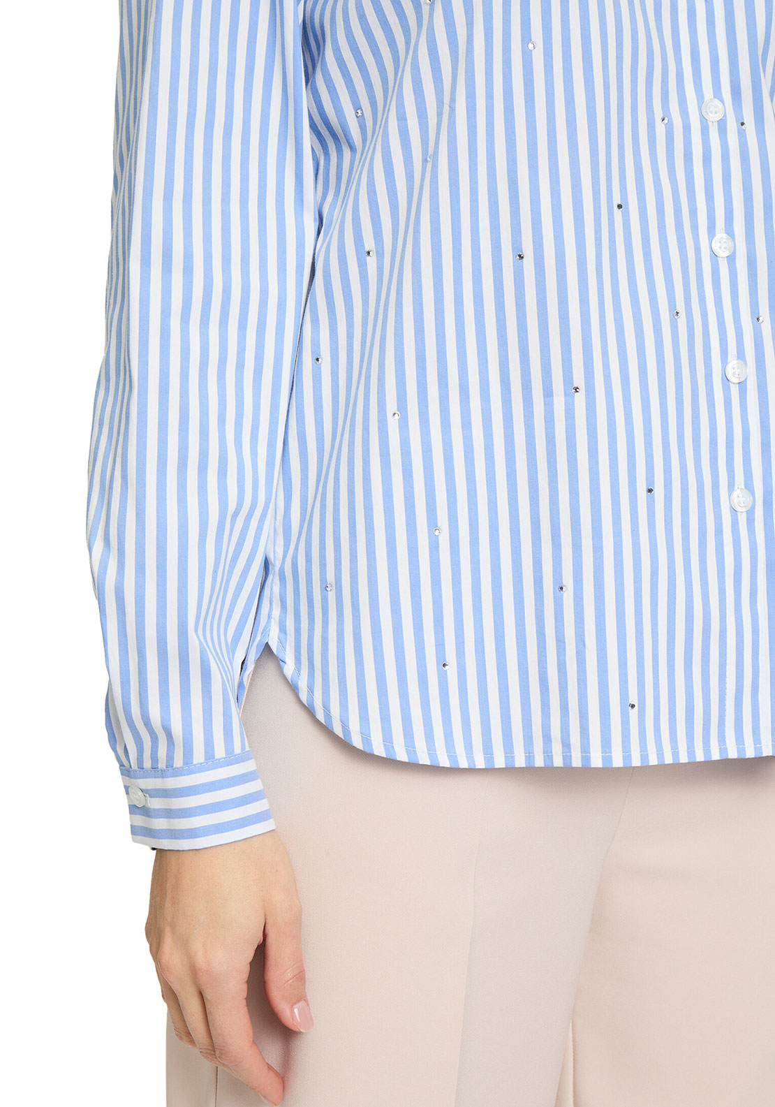 Betty Barclay Embellished Striped Shirt, Blue and White
