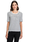 Betty Barclay Embellished Striped Top, Black and Cream