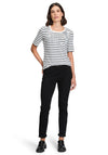 Betty Barclay Embellished Striped Top, Black and Cream