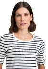 Betty Barclay Embellished Striped Top, Black and Cream