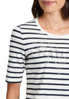 Betty Barclay Embellished Striped Top, Black and Cream