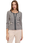 Betty Barclay Striped Lightweight Zipped Cardigan, Beige and Navy