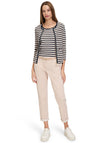 Betty Barclay Striped Lightweight Zipped Cardigan, Beige and Navy