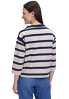 Betty Barclay Striped Boat Neck Top, Navy and Beige