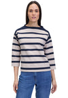 Betty Barclay Striped Boat Neck Top, Navy and Beige