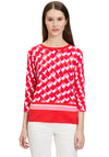 Betty Barclay Geometric Print Sweater, Pink and Red