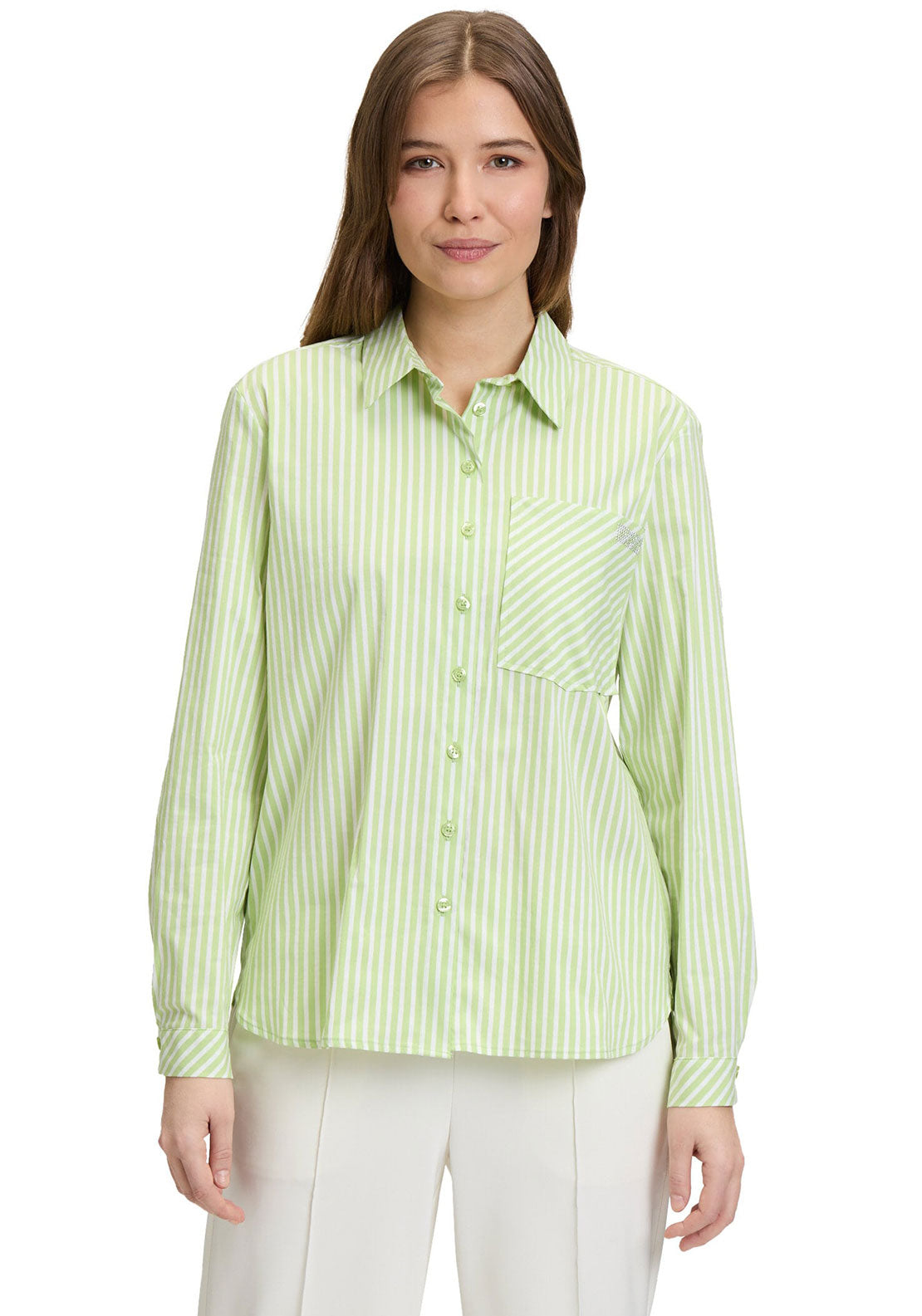 Betty Barclay Striped Shirt, Green and White