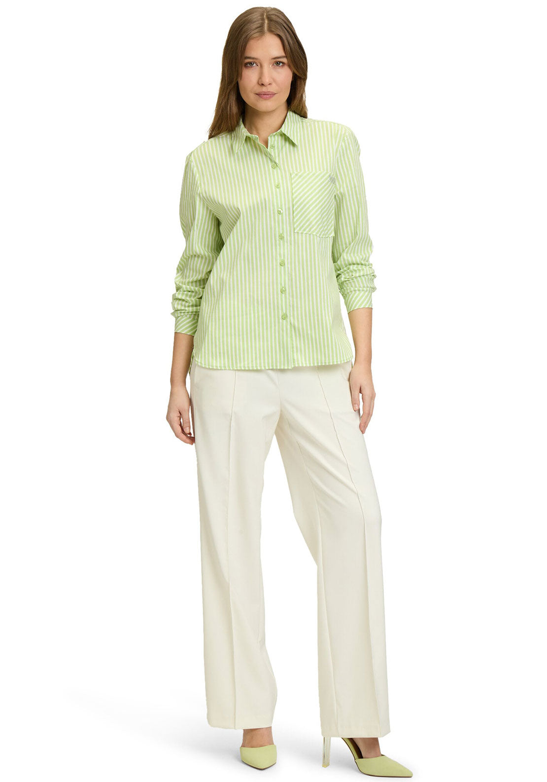Betty Barclay Striped Shirt, Green and White