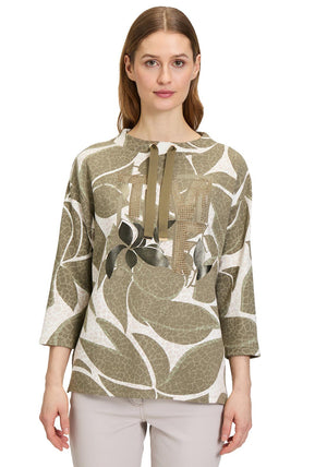 Betty Barclay Ribbed Embellished Sweatshirt, Green