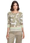 Betty Barclay Floral Print Embellished Top, Green