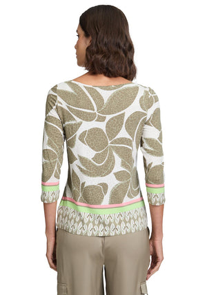 Betty Barclay Floral Print Embellished Top, Green