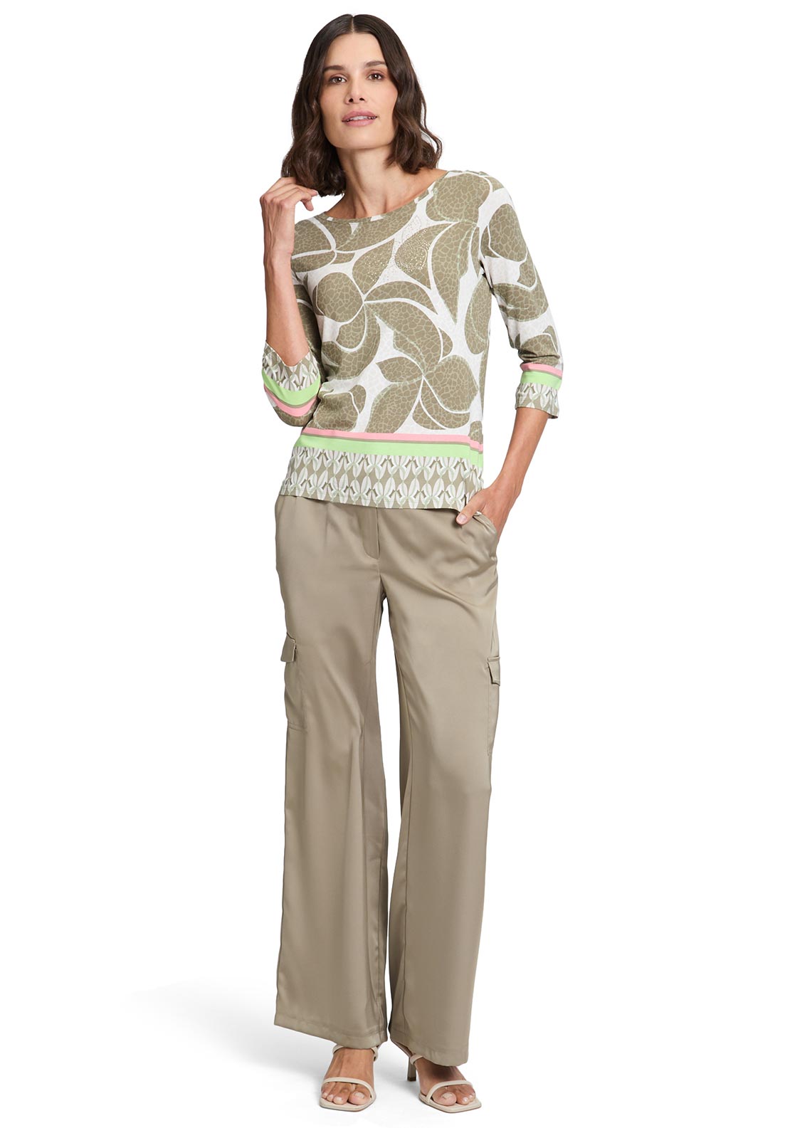 Betty Barclay Floral Print Embellished Top, Green