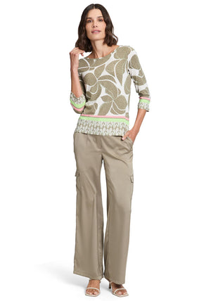Betty Barclay Floral Print Embellished Top, Green