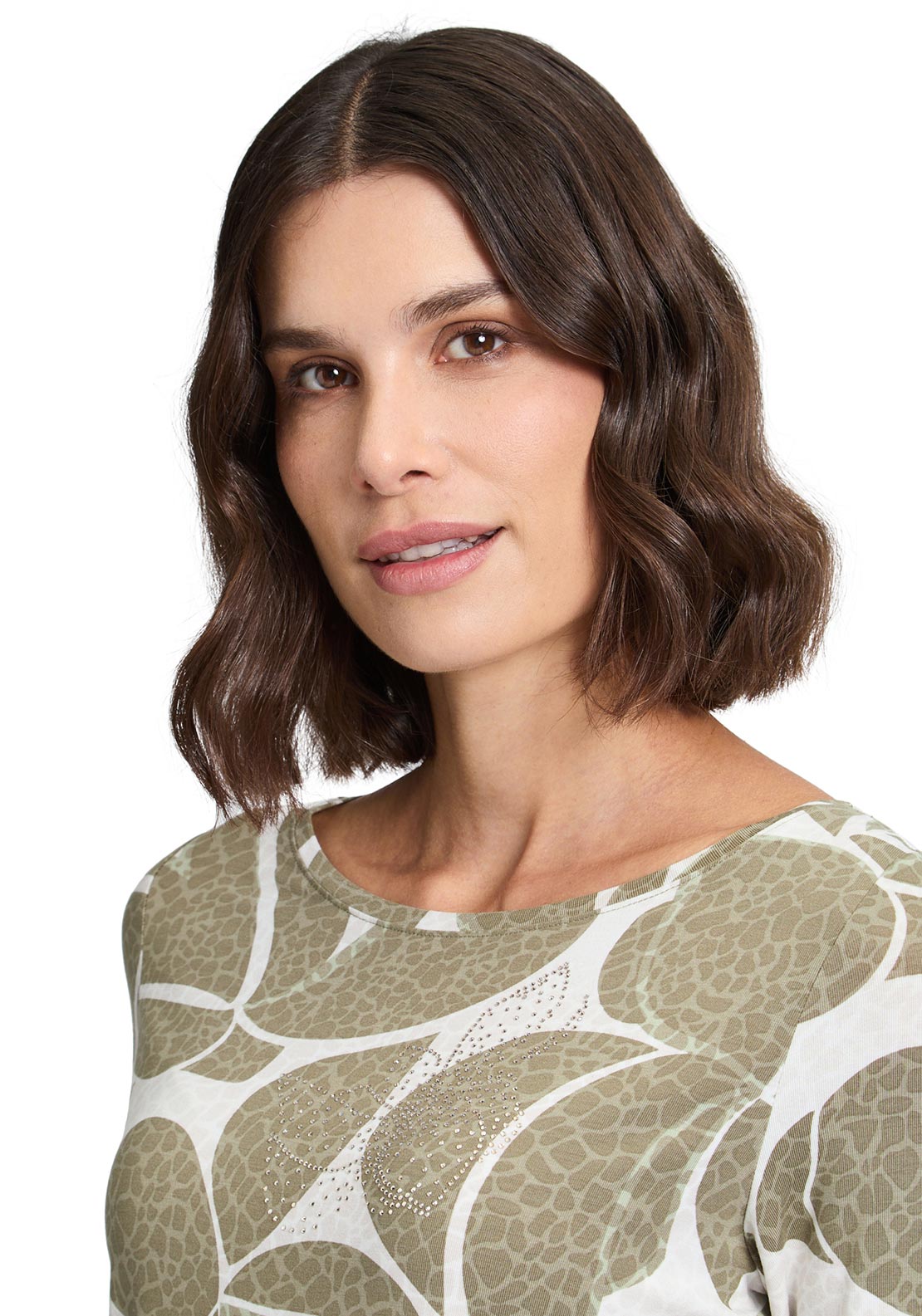 Betty Barclay Floral Print Embellished Top, Green