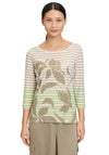 Betty Barclay Embellished Floral Striped Top, Green