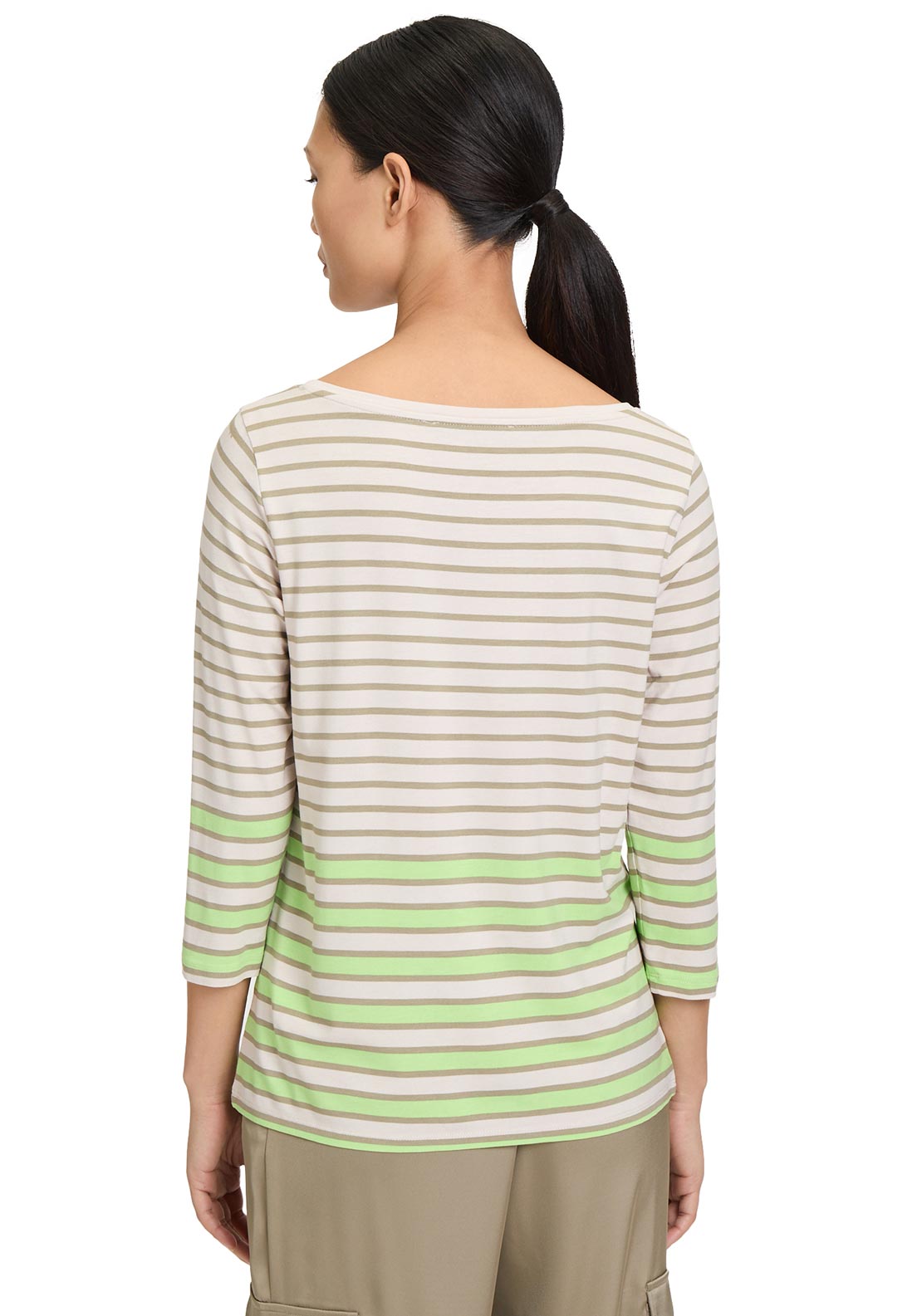 Betty Barclay Embellished Floral Striped Top, Green