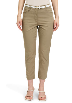 Betty Barclay Sally Belted Slim Leg Chinos, Khaki Green