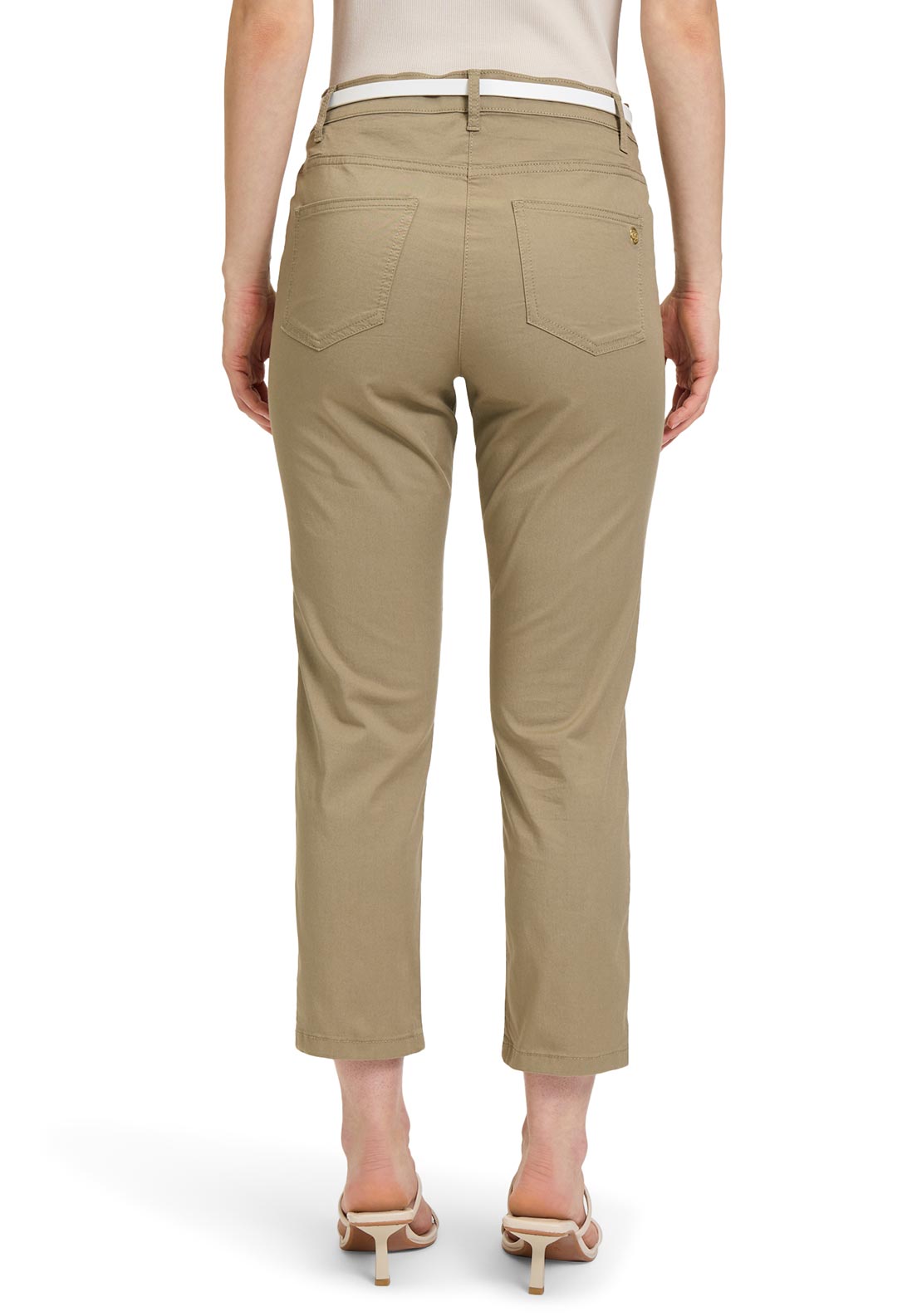 Betty Barclay Sally Belted Slim Leg Chinos, Khaki Green