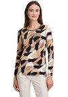 Betty Barclay Embellished Printed Top, Beige and Black