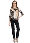 Betty Barclay Embellished Geometric Print Top, Beige and Black