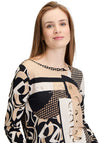 Betty Barclay Embellished Geometric Print Top, Beige and Black