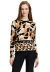Betty Barclay Embellished Geometric Print Sweater, Black and Beige