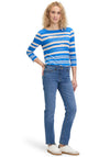 Betty Barclay Embellished Striped Top, Blue and Beige