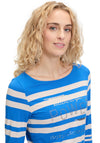Betty Barclay Embellished Striped Top, Blue and Beige