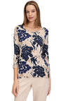 Betty Barclay Floral Print Top, Beige and Navy